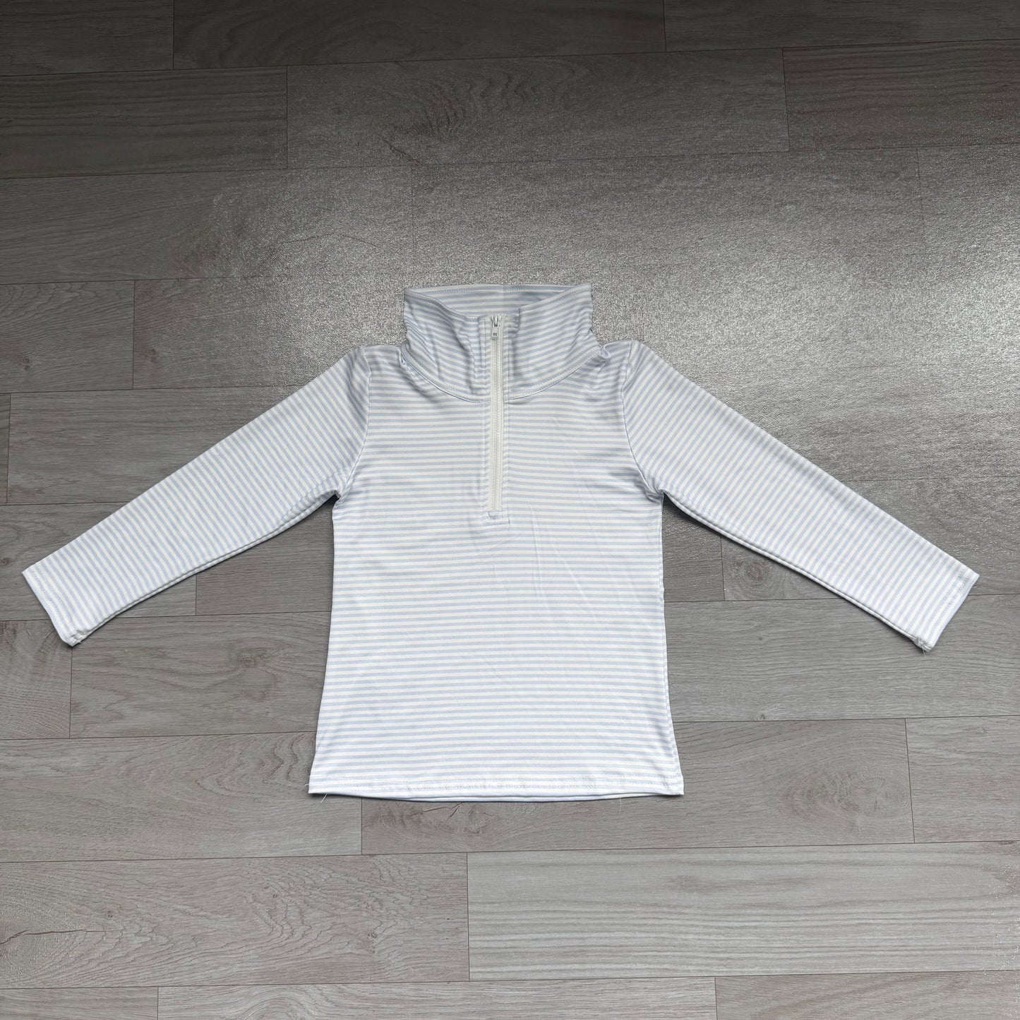(Sample) No moq milk silk BT1878 Baby Boys Long Sleeve Blue Stripe Zip Pullovers Casual Top