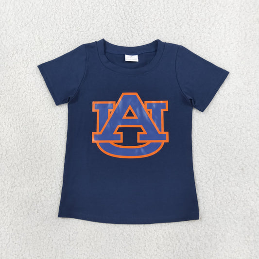 NEW RTS NO MOQ milk silk BT1880 Baby Boys Navy Blue Short Sleeve Team T-shirts Summer Top