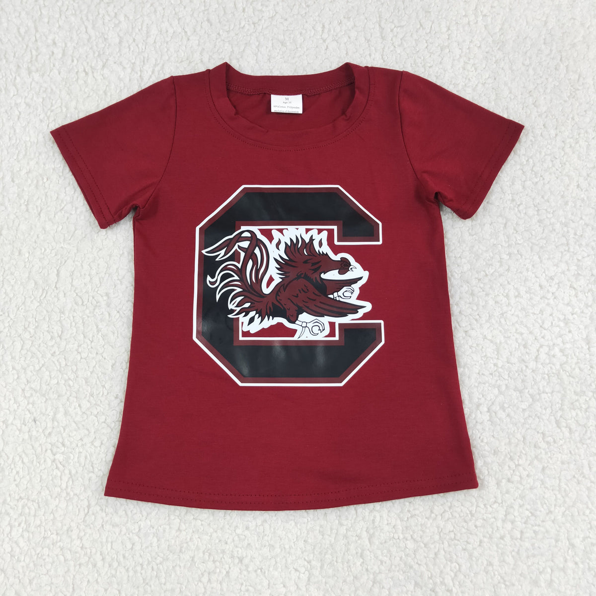 NEW RTS NO MOQ milk silk BT1887 Baby Boys Red Short Sleeve Team T-shirts Summer Top