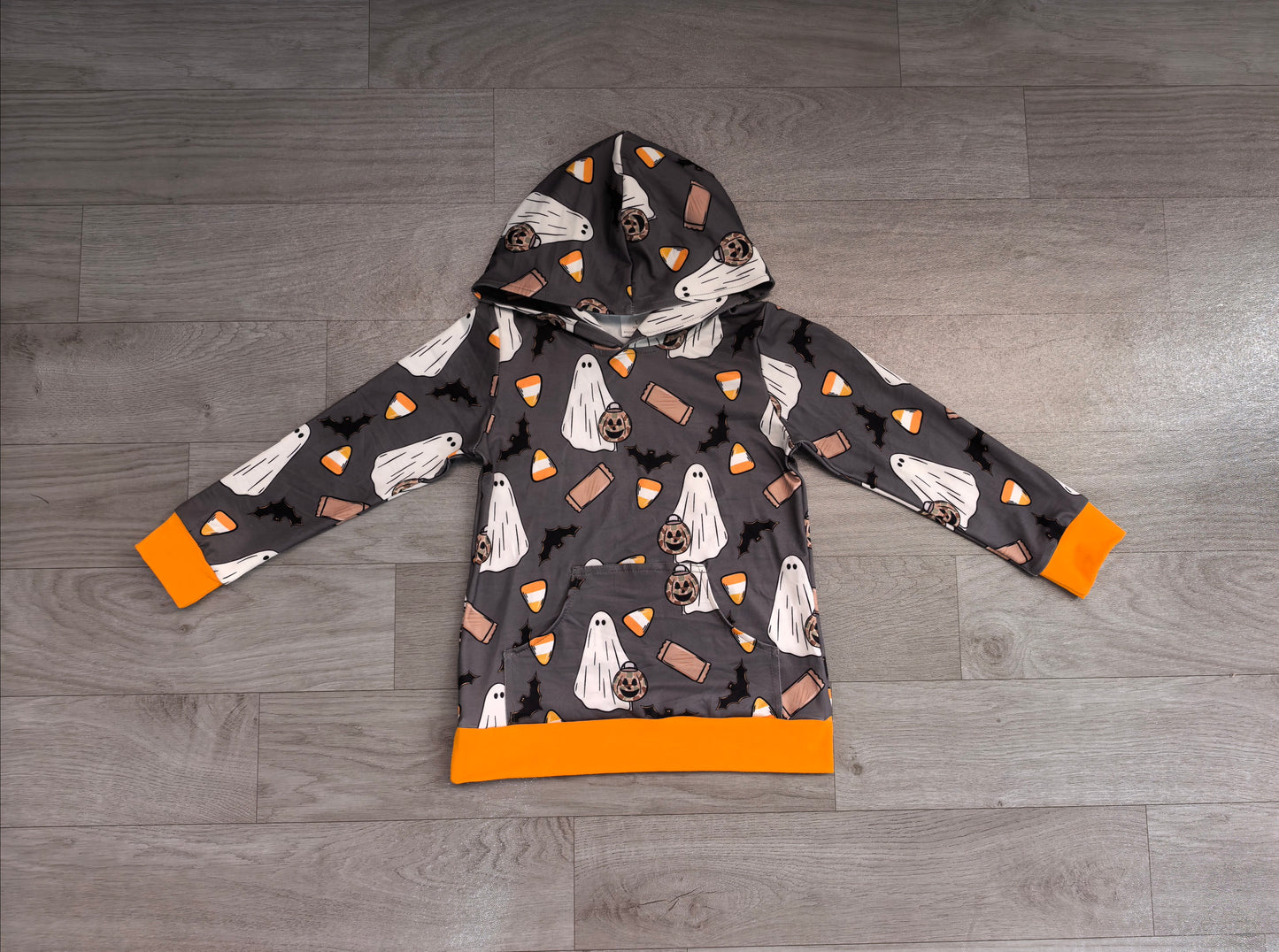 (Sample) No moq milk silk BT1898 Baby Boys Ghost Pumpkins Bats Halloween Pocket Hoodies Top Fall Casual Long Sleeve Pullover Hooded Tops