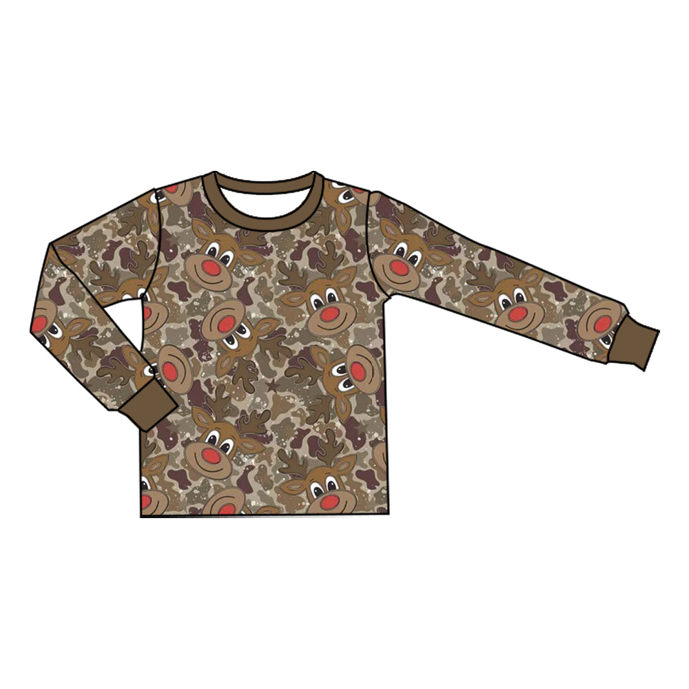 (Preorder new) No moq BT1905 Baby Boys Christmas Camo Long Sleeve Top
