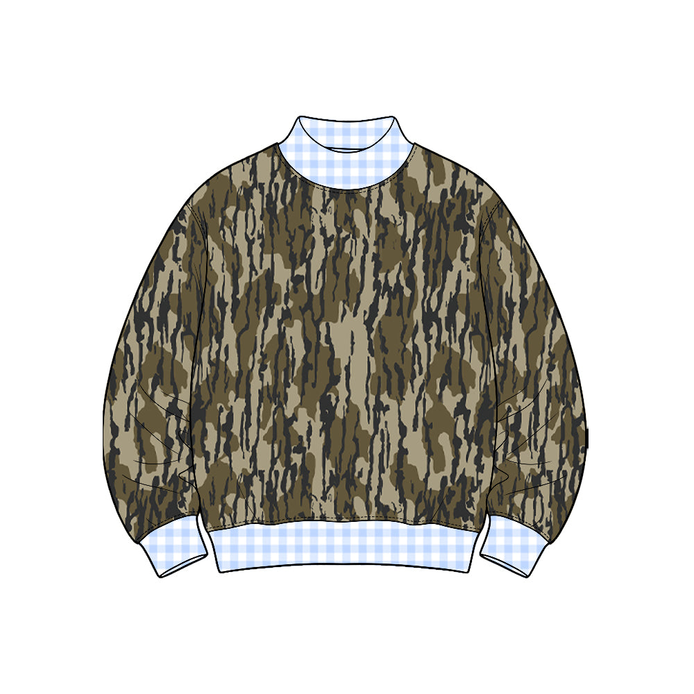 (Preorder new) No moq Baby Girls Boys Long Sleeve Wood Camo Print T‑shirts Top Camo Rompers