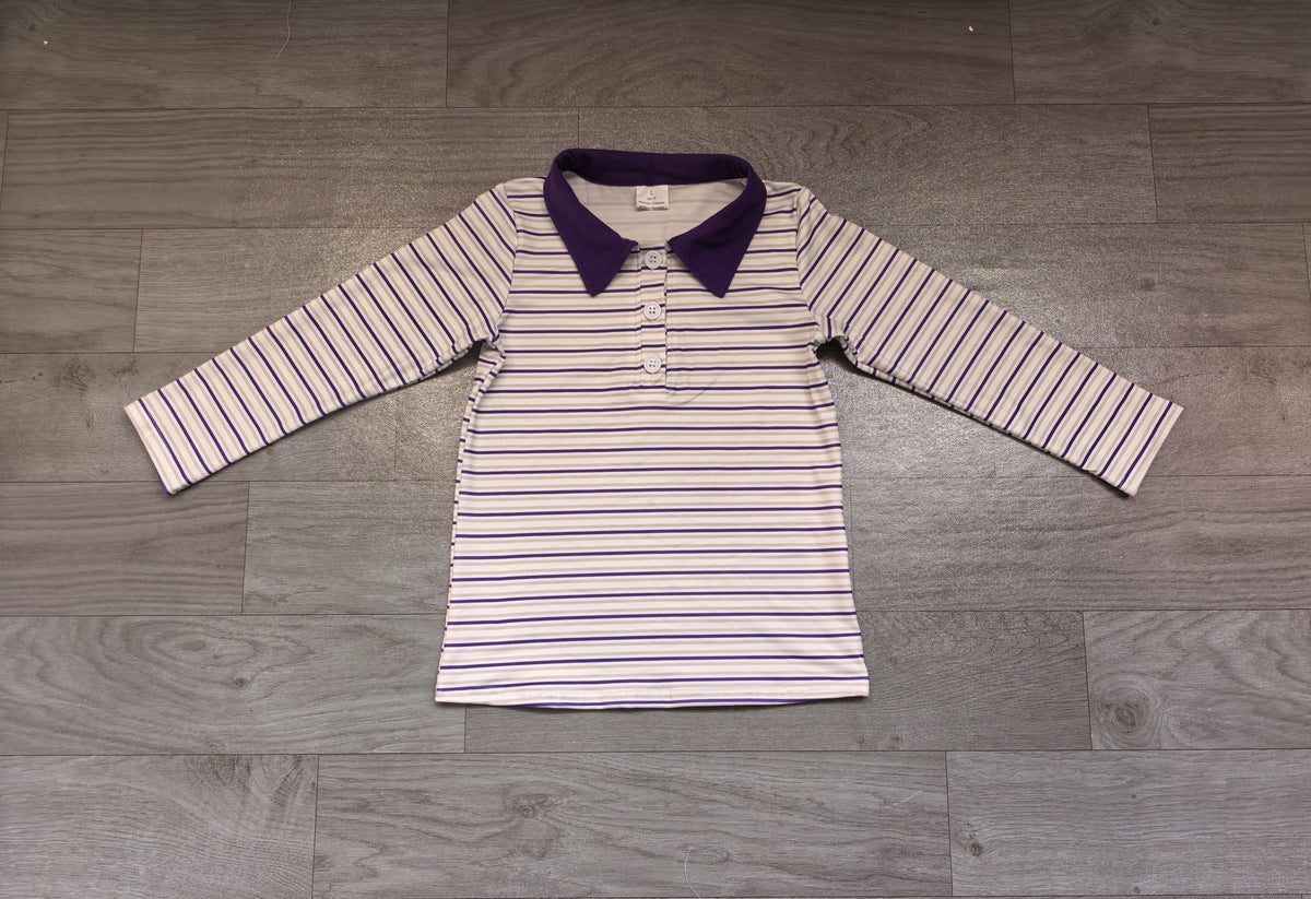 (Sample) No moq milk silk BT1911 Baby Boys Long Sleeve Stripe Button Polo Shirts Top
