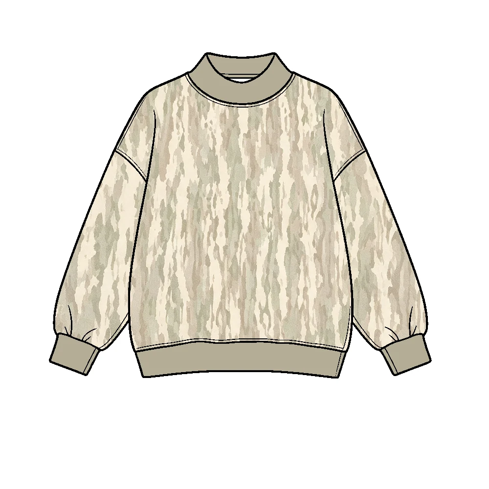 (Preorder new) No moq BT1918 Yoga Baby Boys High Neck Camo Yoga Active Long Sleeve T‑shirts Top
