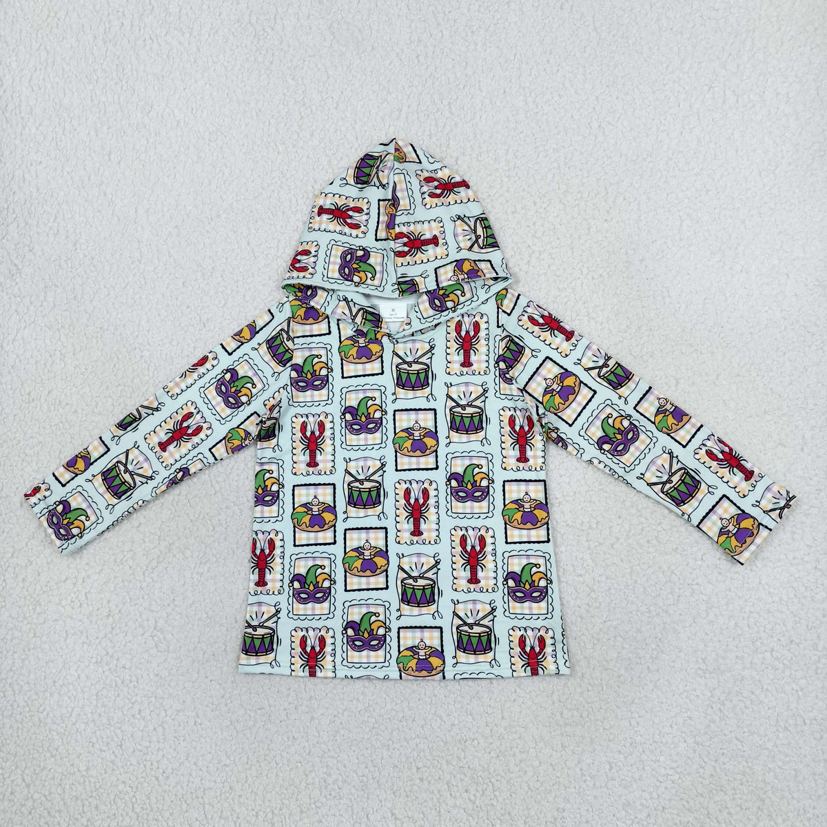 NEW RTS NO MOQ milk silk BT1968 Baby Boys Crayfishes Checked Long Sleeve Hoodies Top