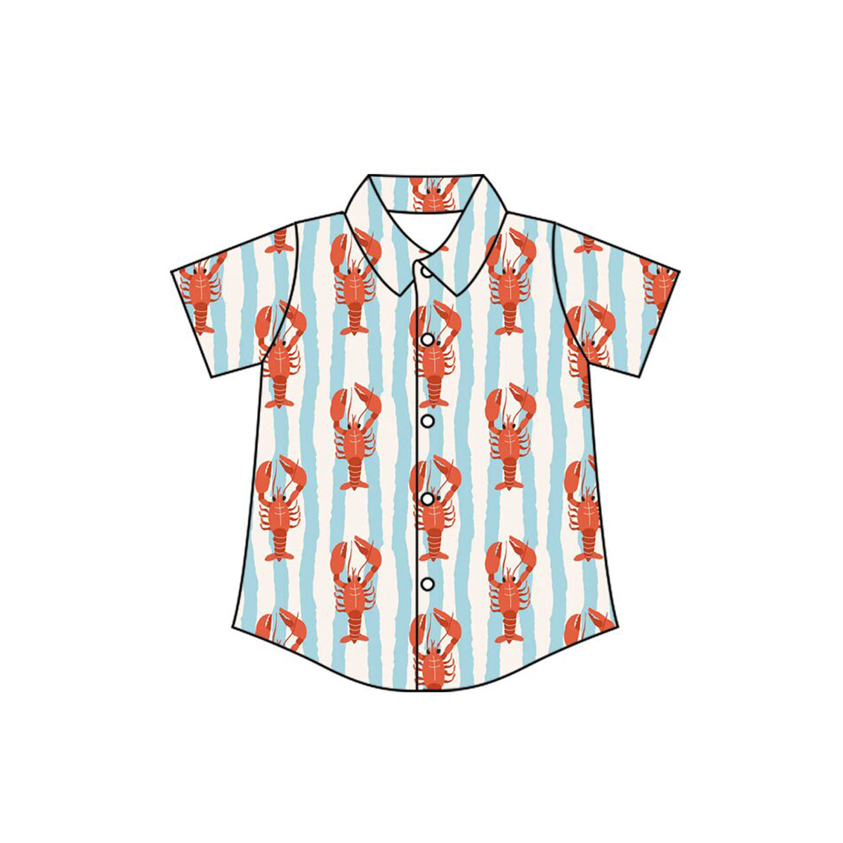 (Preorder new) No moq Baby Boys Crawfish Stripe Print Family Matching Outfit Short Sleeve Pajama Set