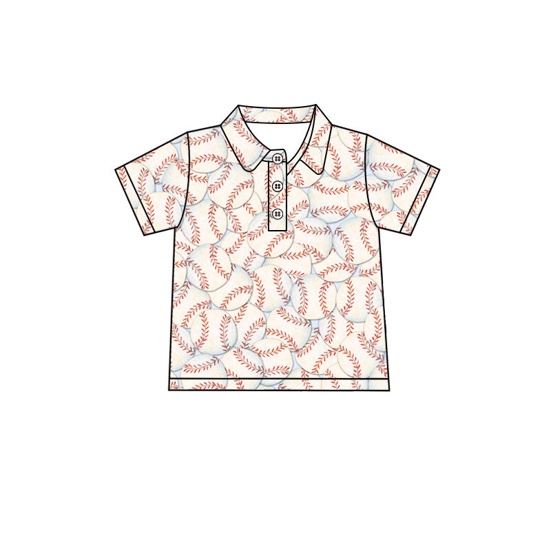 (Preorder new) No moq Polos For Kids Boys Baseball Print Short Sleeve Polo Shirts