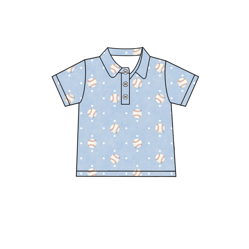 (Preorder new) No moq Polos For Kids Boys Baseball Print Short Sleeve Polo Shirts