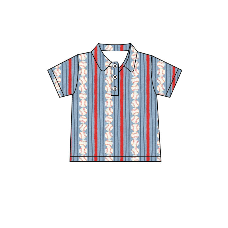 (Preorder new) No moq Polos For Kids Boys Baseball Print Short Sleeve Polo Shirts