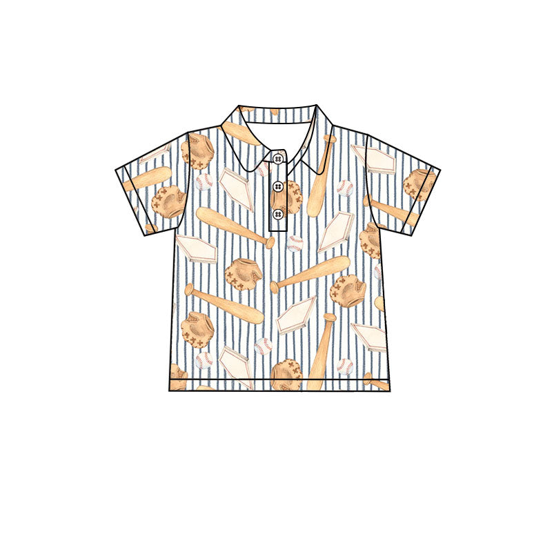 (Preorder new) No moq Polos For Kids Boys Baseball Print Short Sleeve Polo Shirts