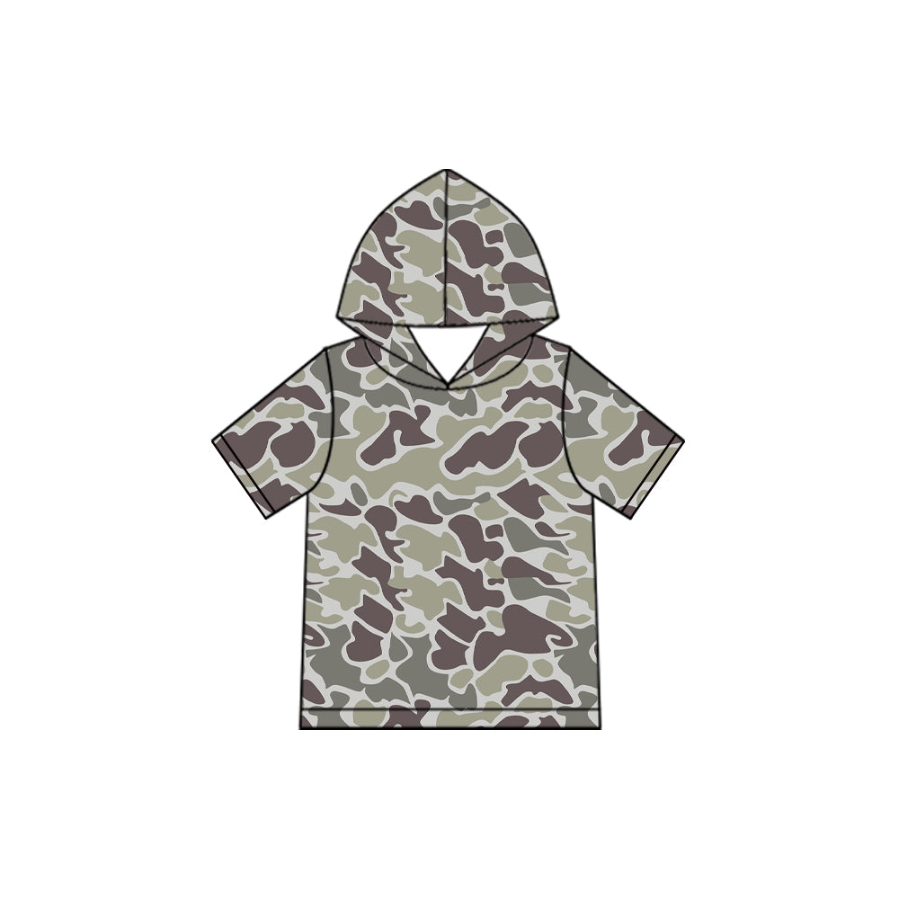 (Preorder new) No moq Baby Boys Camo Short Sleeve Hoodie Pullover