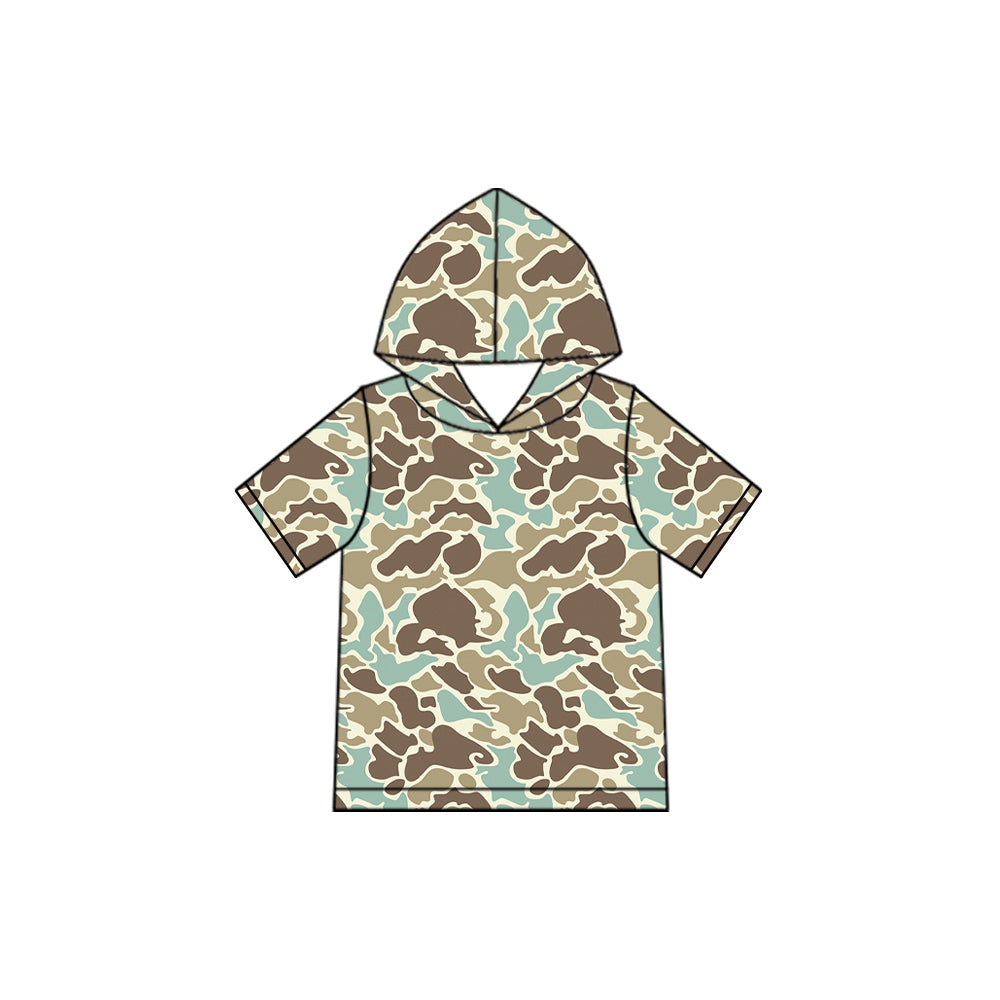 (Preorder new) No moq Baby Boys Camo Short Sleeve Hoodie Pullover
