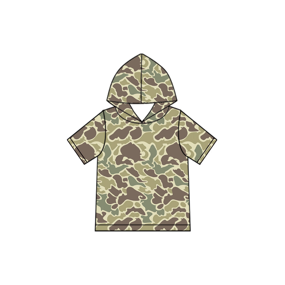 (Preorder new) No moq Baby Boys Camo Short Sleeve Hoodie Pullover