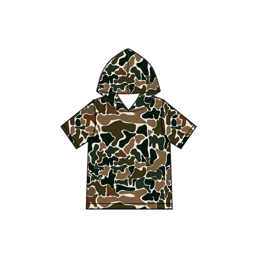 (Preorder new) No moq Baby Boys Camo Short Sleeve Hoodie Pullover