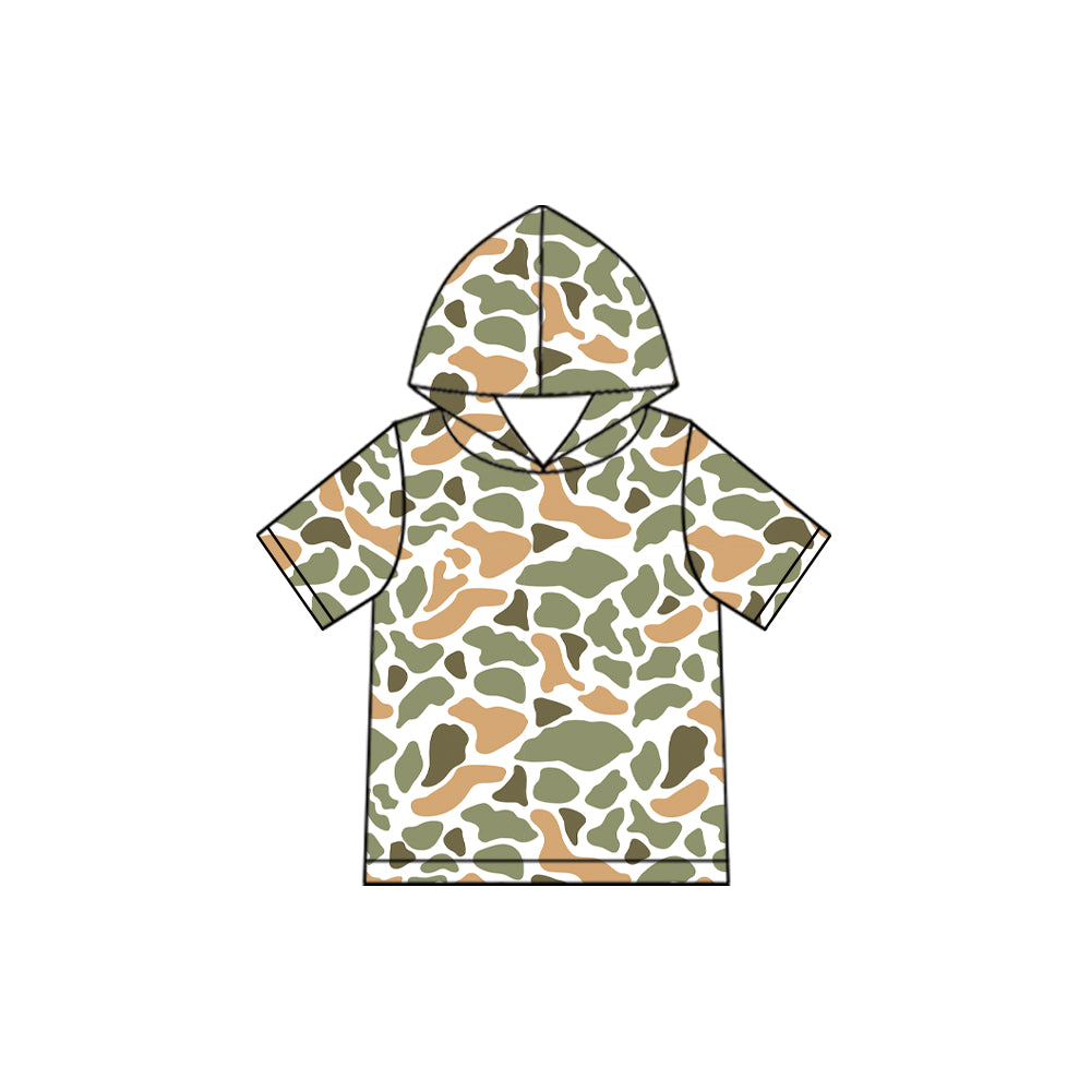 (Preorder new) No moq Baby Boys Camo Short Sleeve Hoodie Pullover