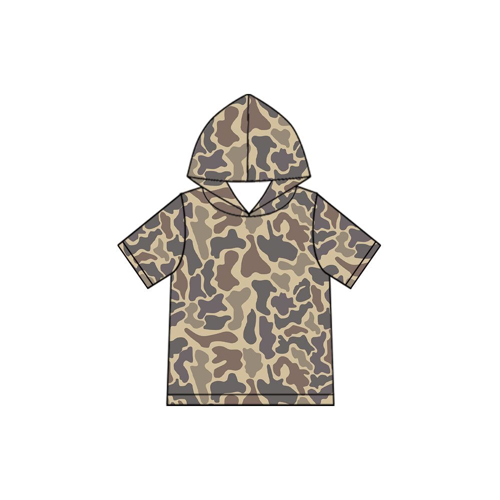 (Preorder new) No moq Baby Boys Camo Short Sleeve Hoodie Pullover