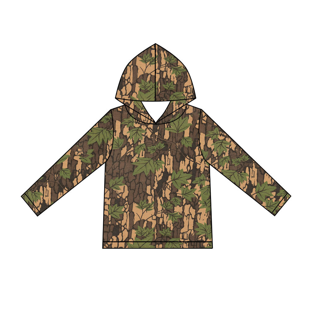 (Preorder new) No moq Baby Boys Camo Print Long Sleeve Hoodie Pullover Top