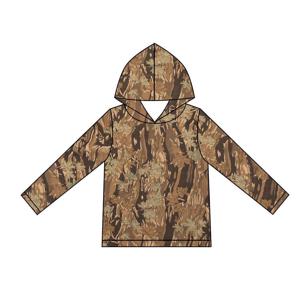 (Preorder new) No moq Baby Boys Camo Print Long Sleeve Hoodie Pullover Top