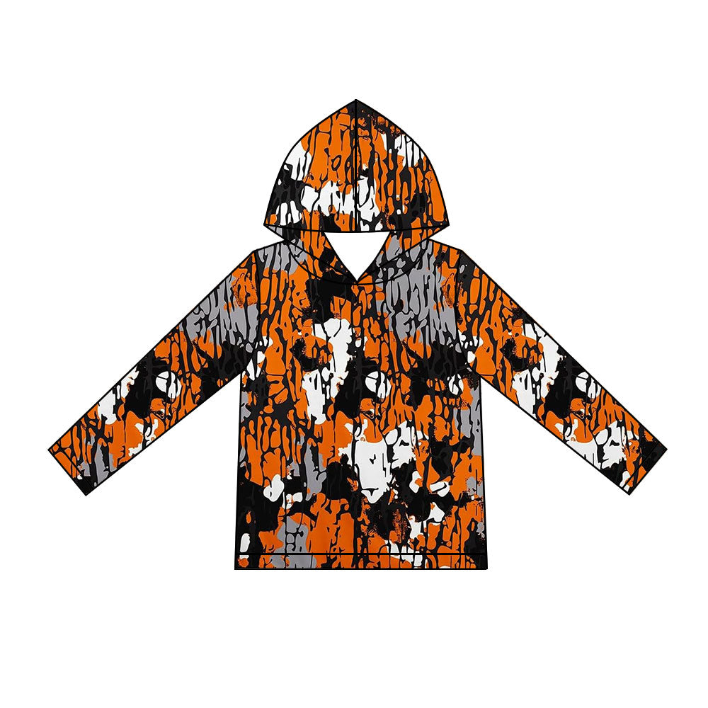 (Preorder new) No moq Baby Boys Camo Print Long Sleeve Hoodie Pullover Top