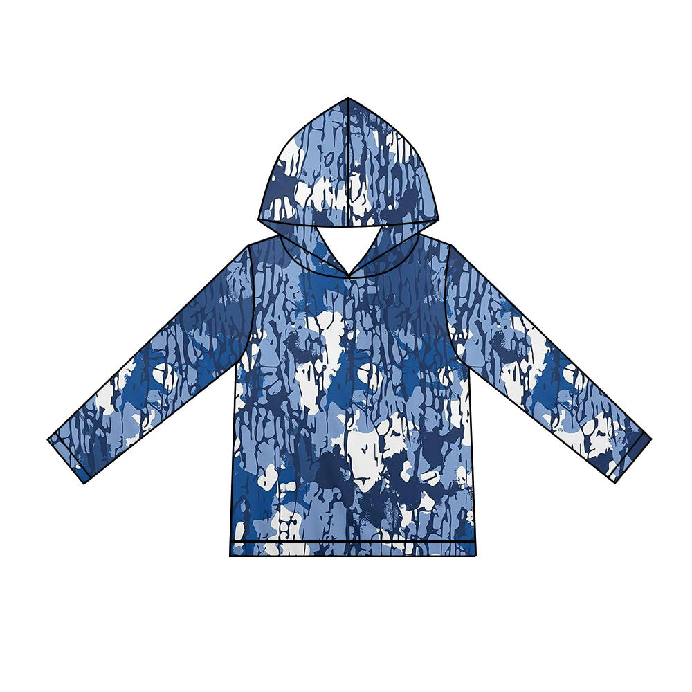(Preorder new) No moq Baby Boys Camo Print Long Sleeve Hoodie Pullover Top