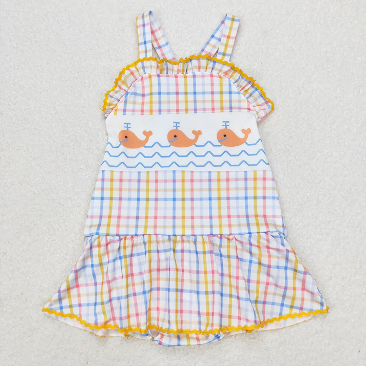 RTS NO MOQ Baby Girls Whales Summer Sibling Boys Trunks Swimsuits