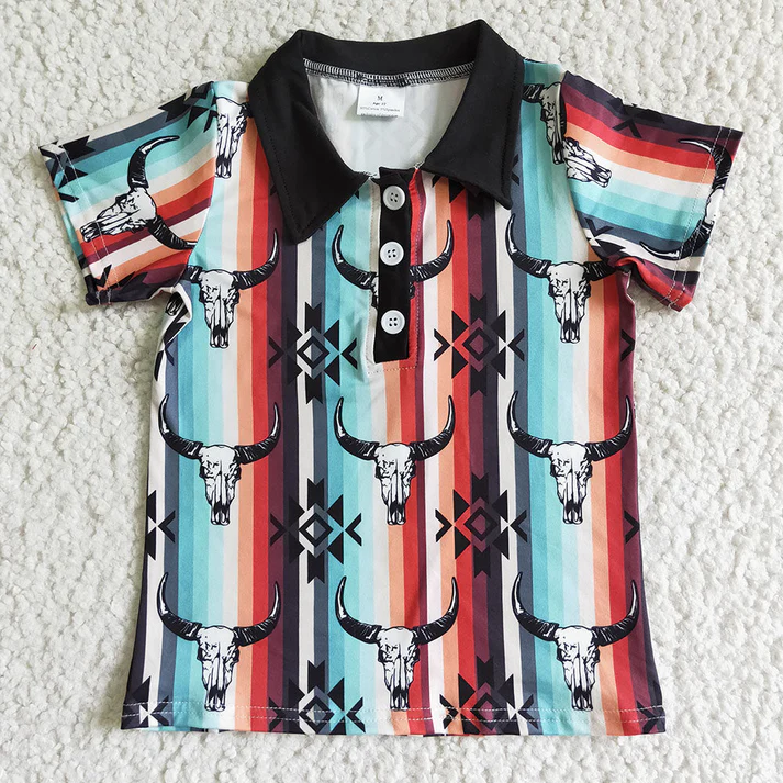 RTS Baby Boys Western Sibling Brother Short Sleeve Buttons Pullovers Shirts