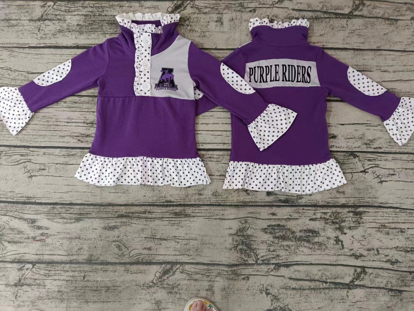 Girls purple long sleeve purpleriders top moq 5