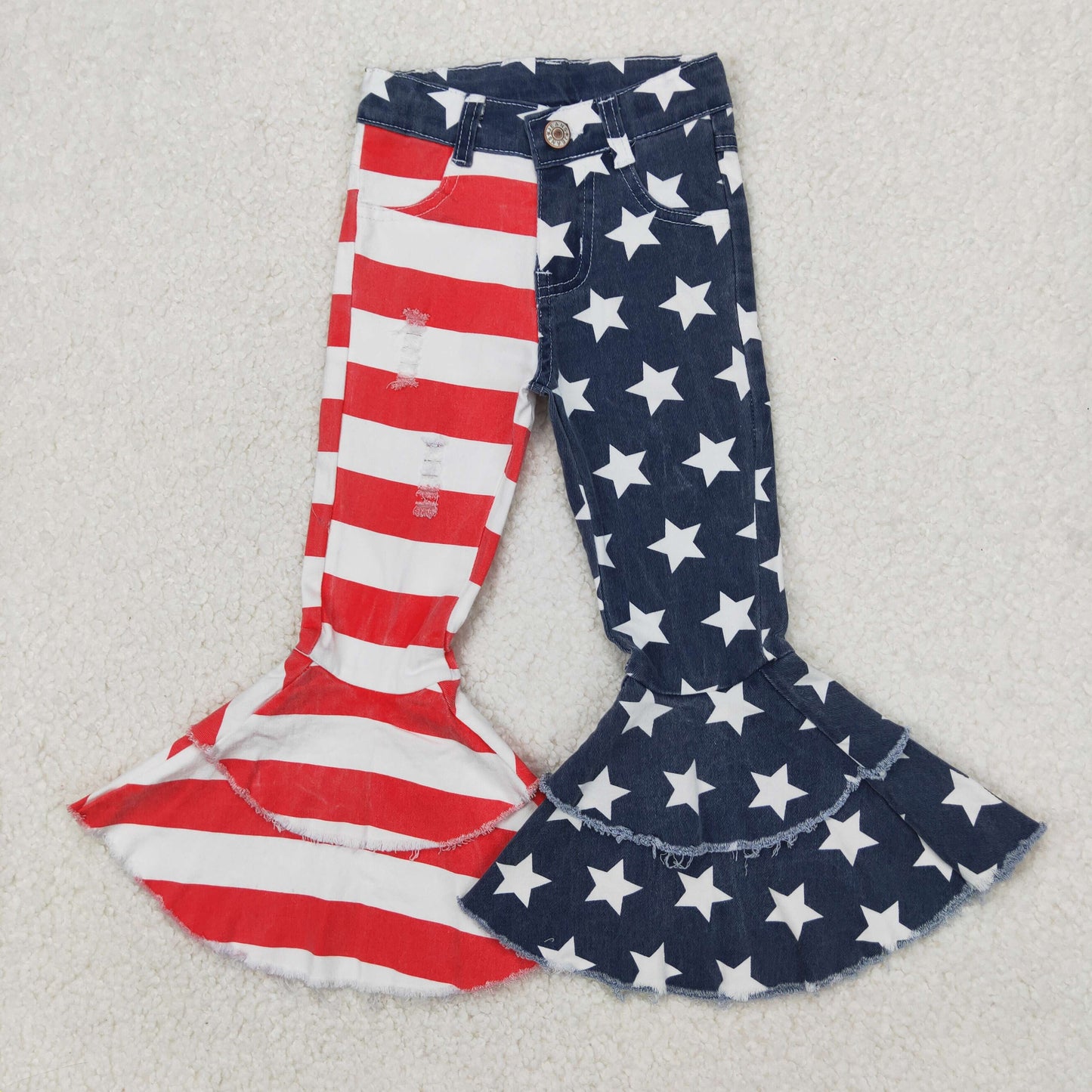 RTS NO MOQ ETA 5/7days arrived C3-14 Stars and Stripes Denim Flared Pants