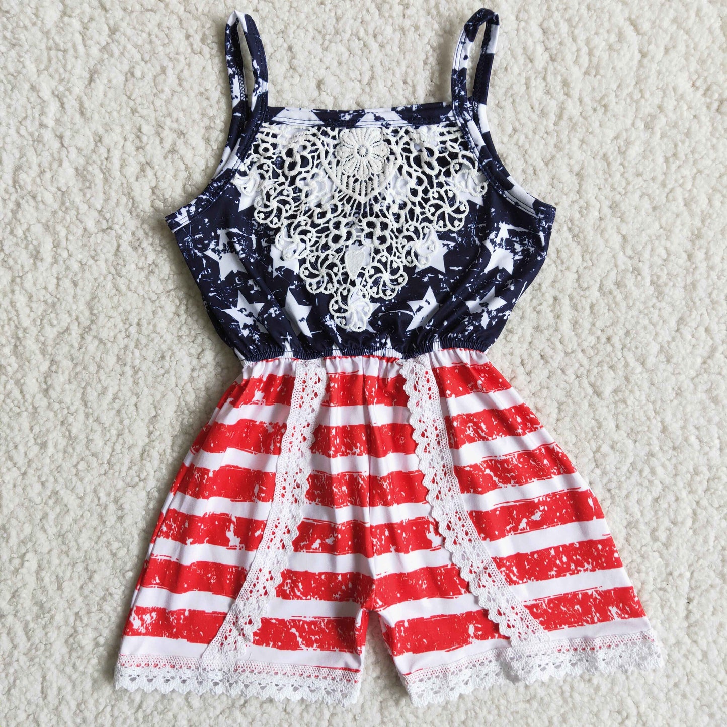 C6-10  Summer 4th Of July Star Baby Rompers Jumpsuits