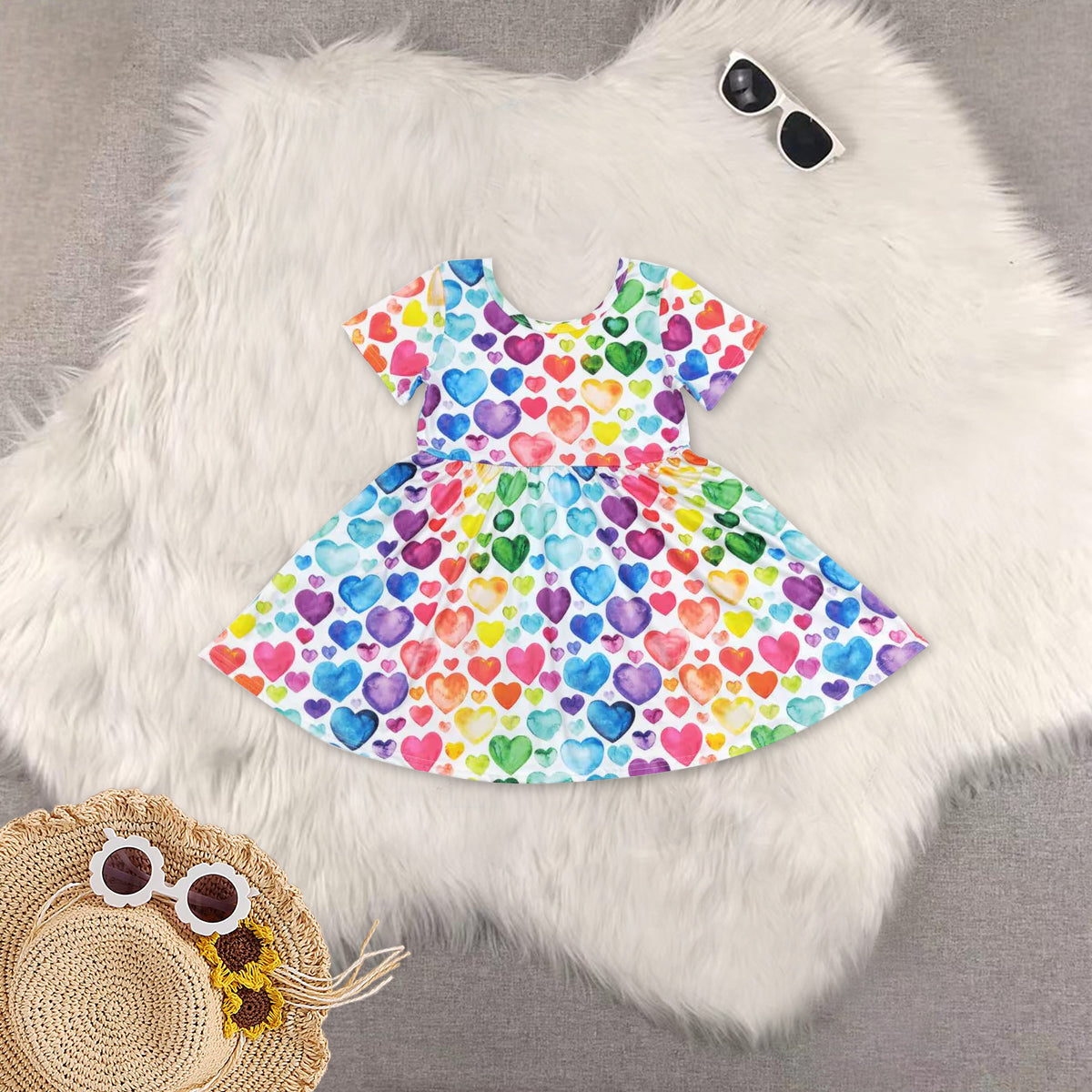 RTS NO MOQ Sibling Baby girl clothes short-sleeved dresses