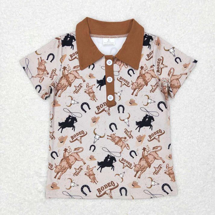 RTS Baby Boys Western Sibling Brother Short Sleeve Buttons Pullovers Shirts