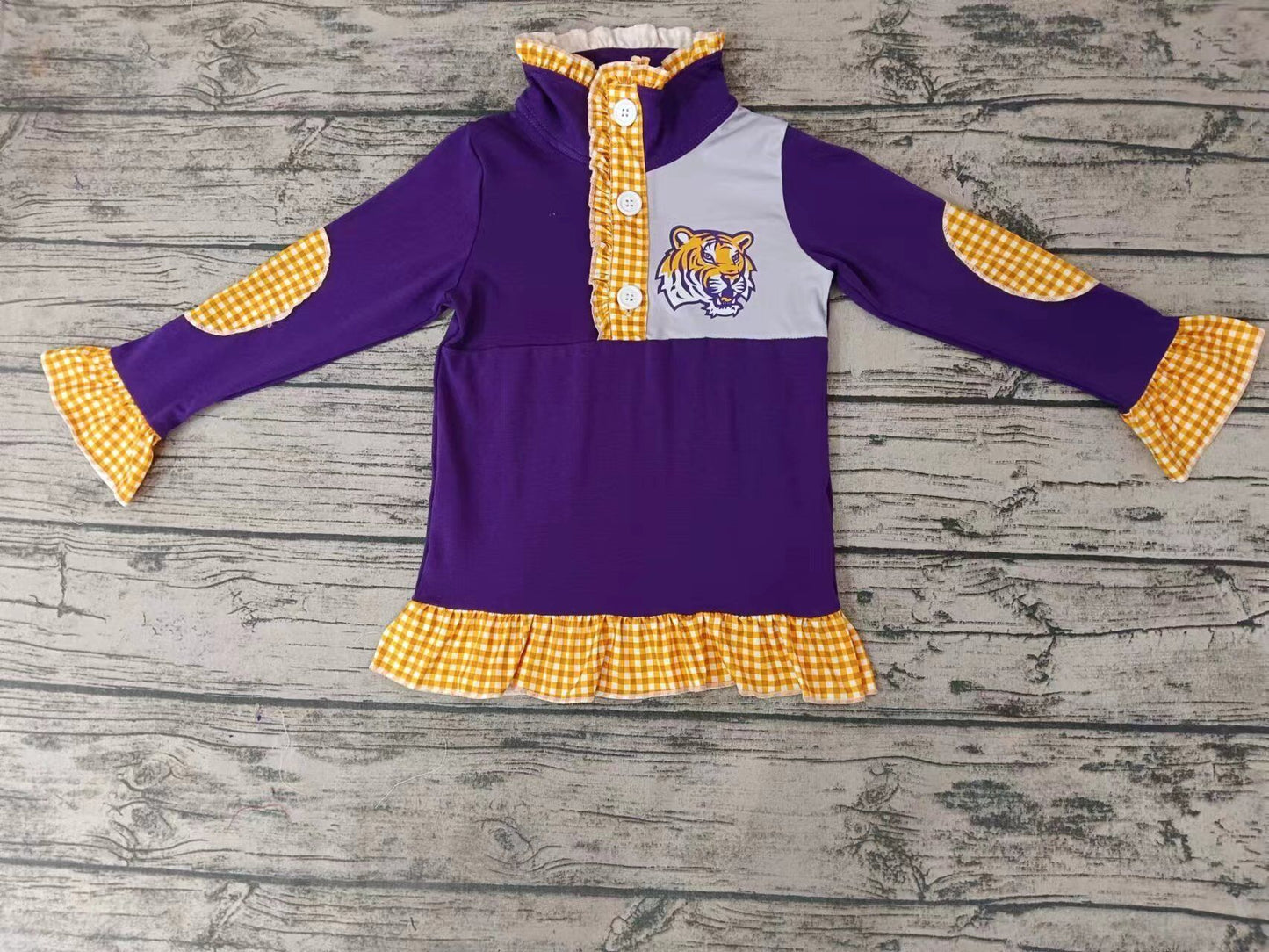 Girls purple long sleeve louisiana top moq 5