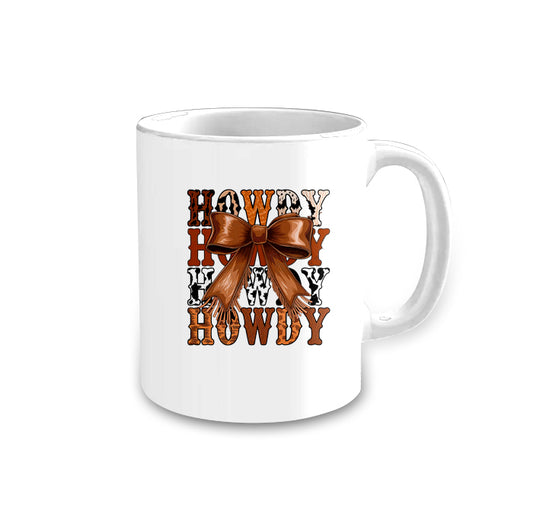 No moq sale CU0003 pre-order toddler kids western HOWDY bow Ceramic cup-2025.5.30