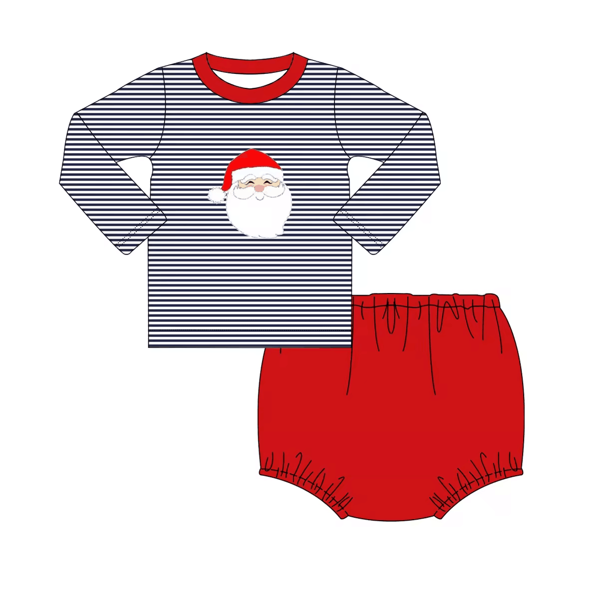 Custom moq 3 eta 6-8 weeks Santa Claus Black and White Striped Thong Set