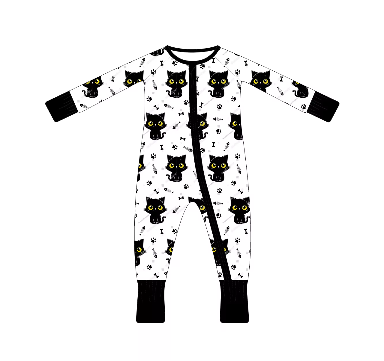 Custom moq 3 eta 6-8 weeks Big Eye Cat Black and White Long Climbing Suit
