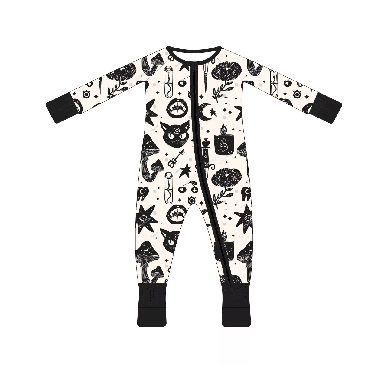 Custom moq 3 eta 6-8 weeks Black flower baby long beige suit