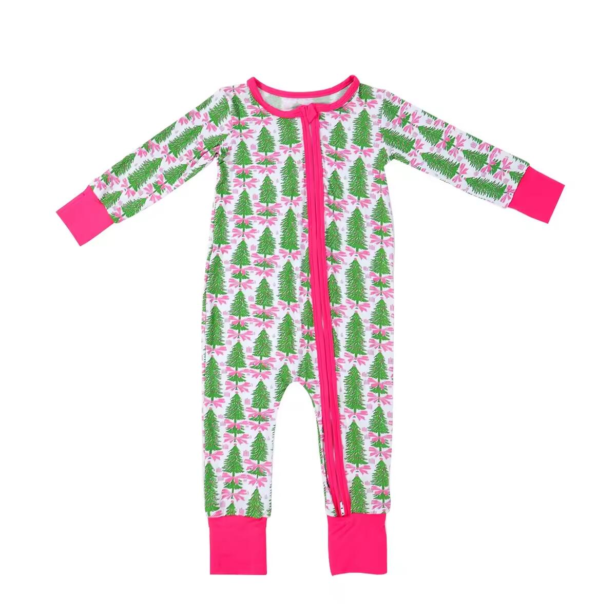 Custom moq 3 eta 6-8 weeks Pine green and pink long romper