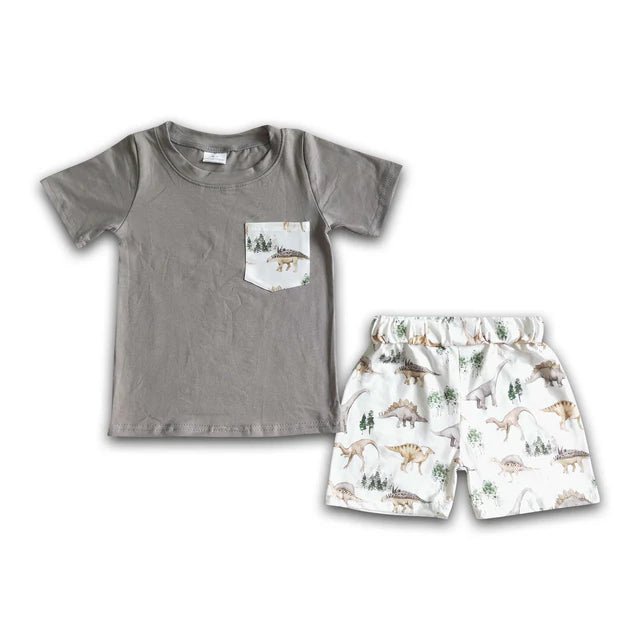 D11-12 Baby boys summer pocket short sleeve shirt bottom shorts sets
