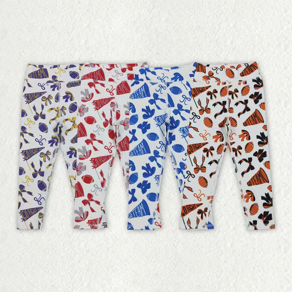RTS NO MOQ Sibling baby girl clothes summer team cheer bow long pants