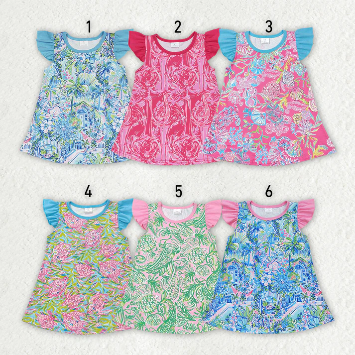 RTS NO MOQ baby girl clothes floral pattern short-sleeved tops