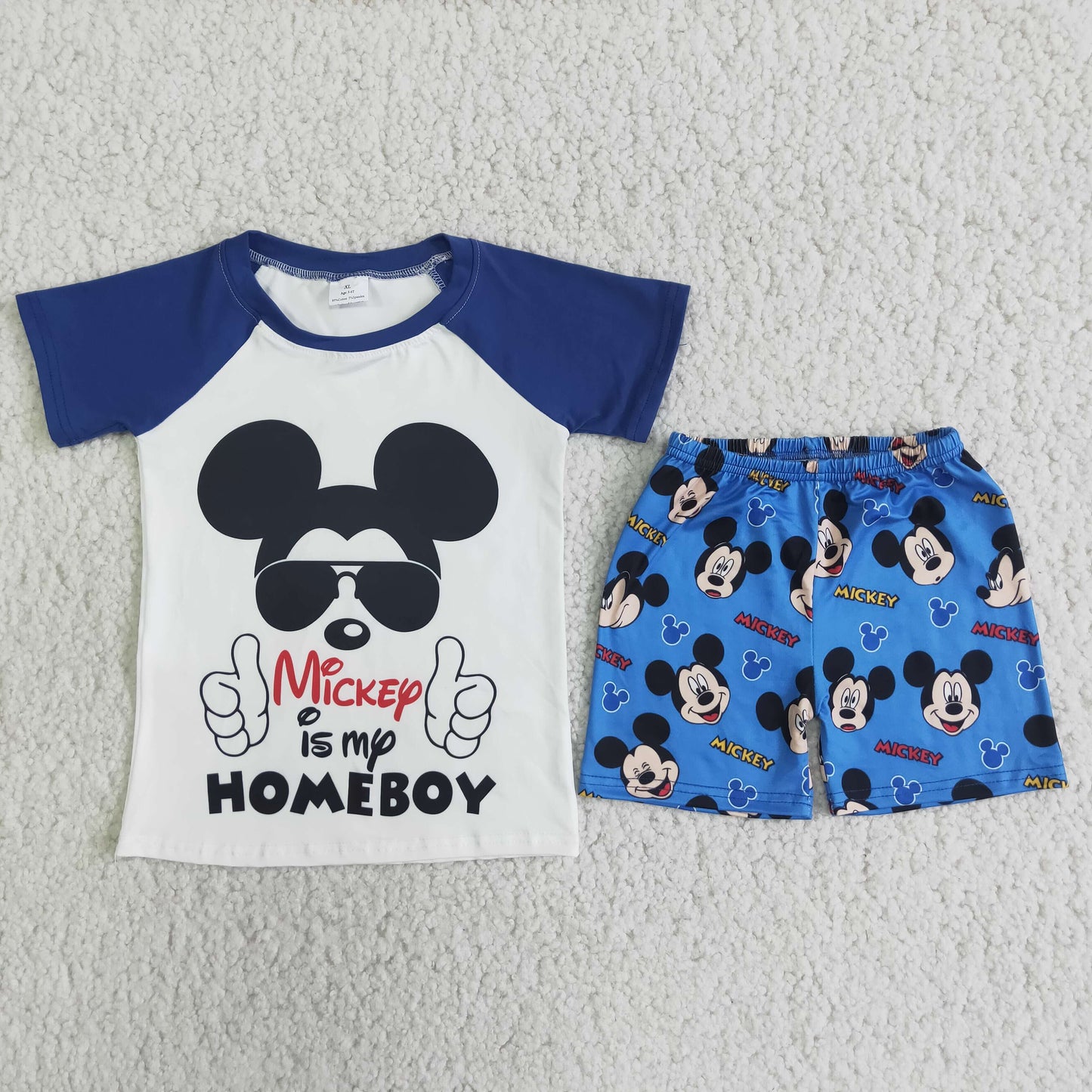 Cute Clothes D7-13 Blue Short-Sleeved Shirt And Shorts Set Baby Boy Outfit