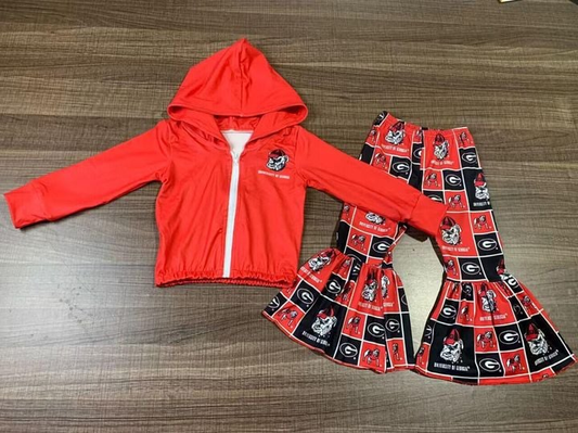 Custom moq 5 tat about 6-8 weeks Girls Zippered Long Sleeve Long Pants Suit