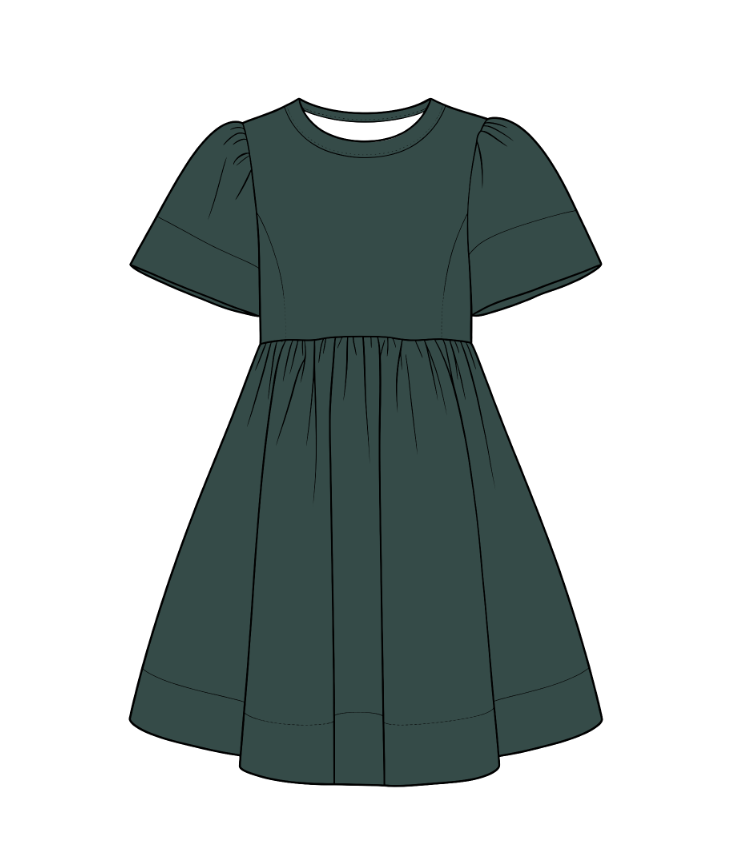 custom moq 5 mix size cotton Baby Girls Solid Short Sleeve Round Neck Gathered Waist Swing Dress