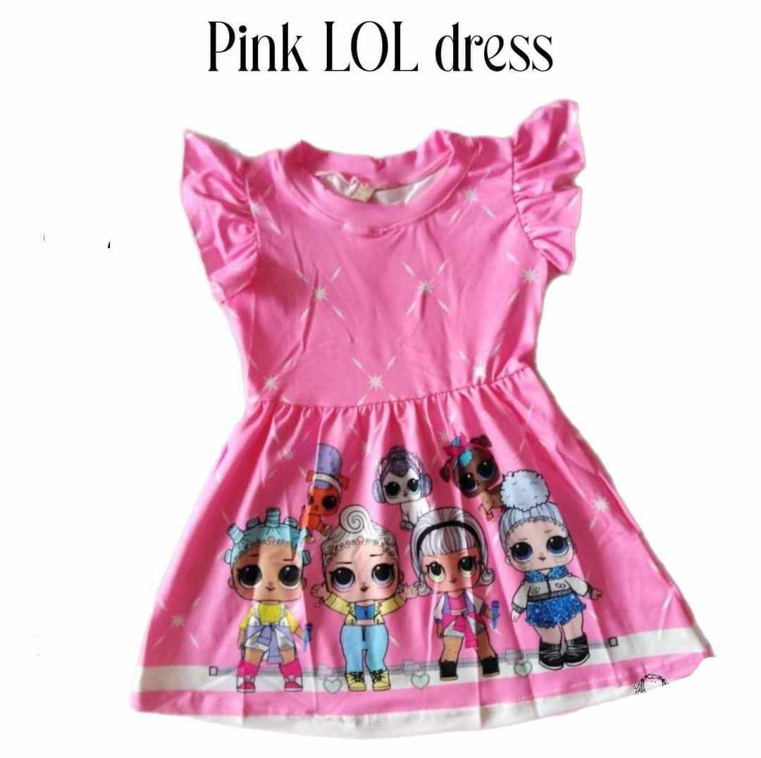 Girls pink flying sleeve summer dress moq 5