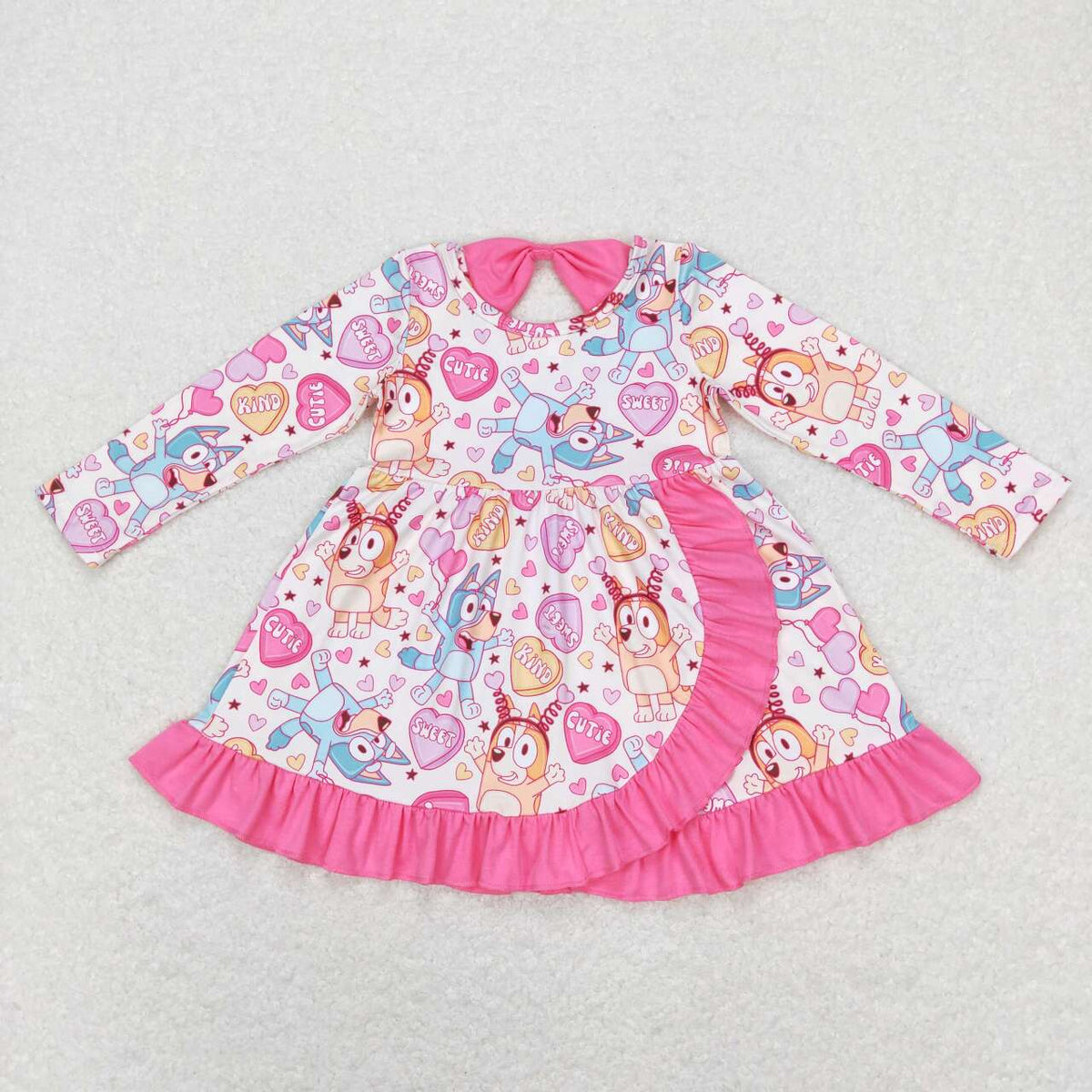 GLD0497 girls love pink lace long-sleeved dress