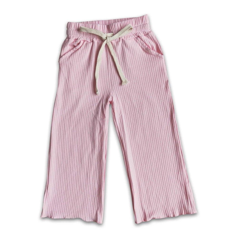 RTS NO MOQ Sibling cotton Baby Girls Solid Color Long Bell Pants Casual Daily Bottoms