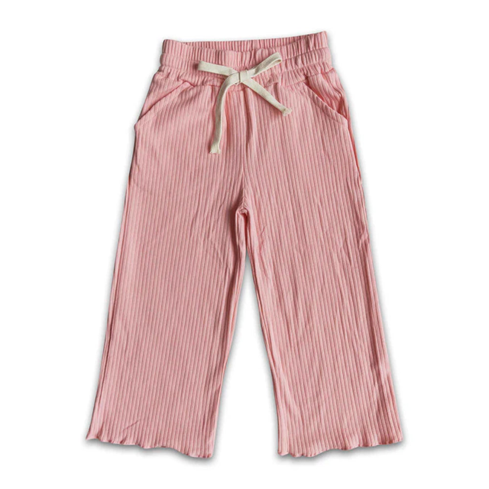 RTS NO MOQ Sibling cotton Baby Girls Solid Color Long Bell Pants Casual Daily Bottoms