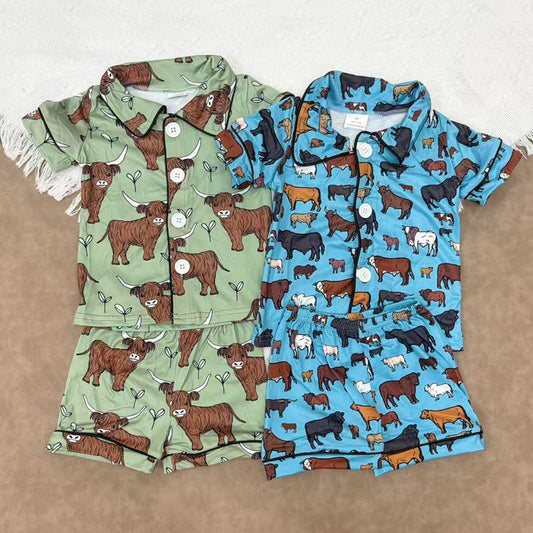 RTS NO MOQ Sibling baby Boys short sleeve shorts pajamas sets