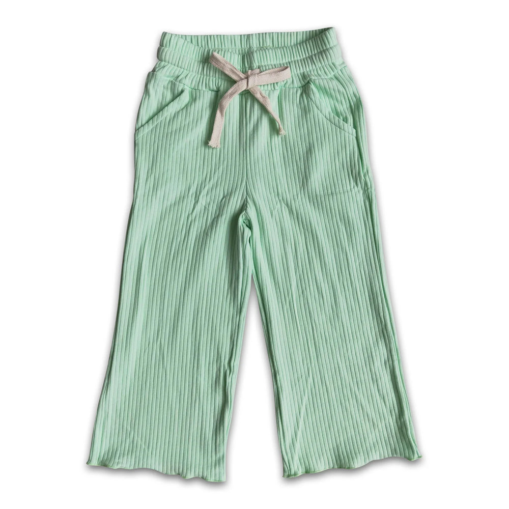 RTS NO MOQ Sibling cotton Baby Girls Solid Color Long Bell Pants Casual Daily Bottoms
