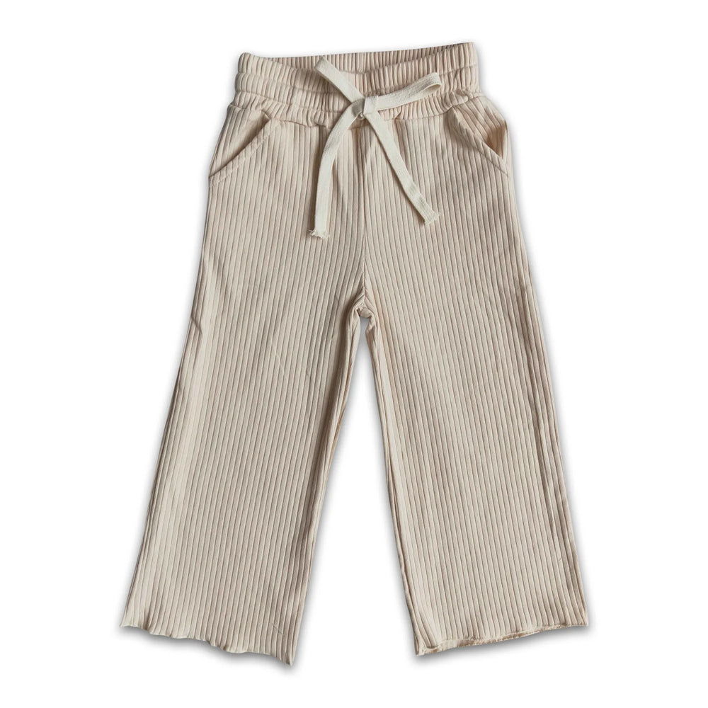 RTS NO MOQ Sibling cotton Baby Girls Solid Color Long Bell Pants Casual Daily Bottoms
